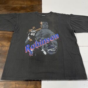 Vintage 90s Salem NBA San Antonio Spurs David Robinson Black T-Shirt Men's XL